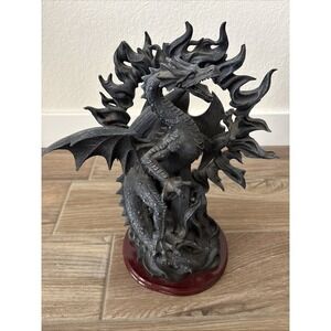 Abraxas Guarding‎ Twilight Dragon Midnight Black Large Figurine Medieval Fantasy